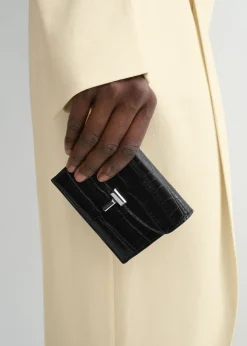 T-Lock croco-embossed cardholder black