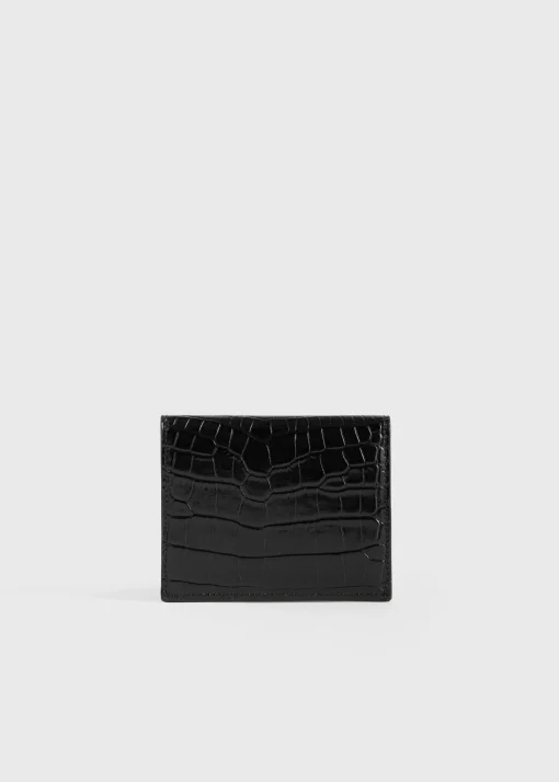 T-Lock croco-embossed cardholder black
