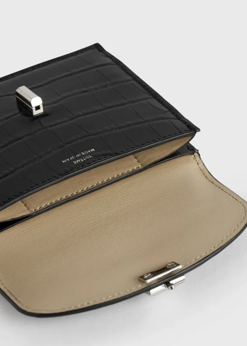 T-Lock croco-embossed cardholder black