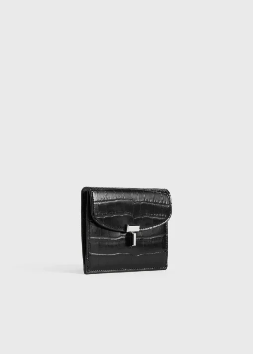 T-Lock croco-embossed cardholder black