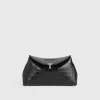 T-Lock croco-embossed clutch black