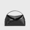 T-lock croco-embossed top handle black