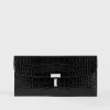 T-Lock croco-embossed wallet black
