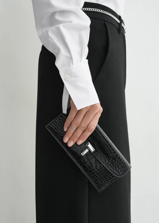T-Lock croco-embossed wallet black