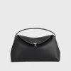T-Lock grained-leather top handle black