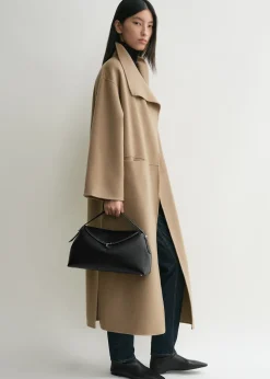 T-Lock grained-leather top handle black