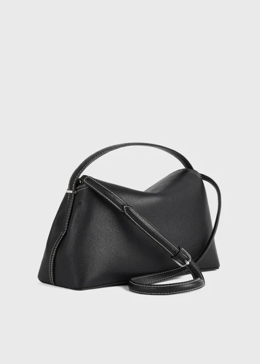 T-Lock grained-leather top handle black