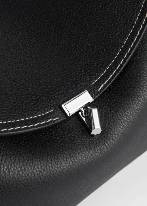T-Lock grained-leather top handle black