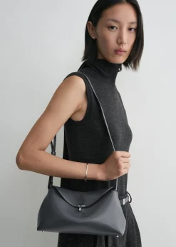 T-Lock leather clutch shark grey