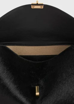 T-Lock pony hair clutch black