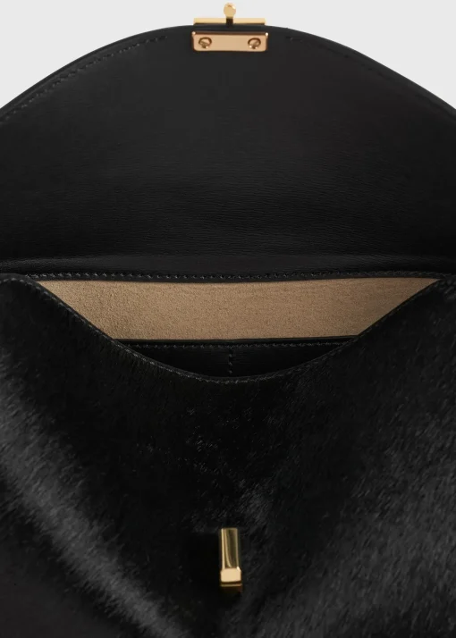 T-Lock pony hair clutch black