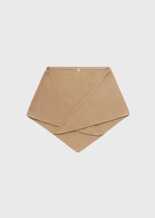 Triangle wool cashmere scarf camel