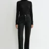 Twisted seam denim full length faded black
