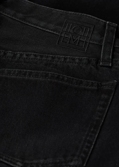 Twisted seam denim full length faded black