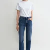 Twisted seam denim washed blue