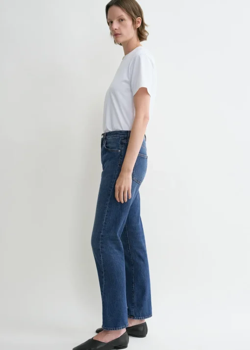 Twisted seam denim washed blue
