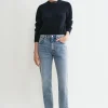 Twisted seam denim worn blue