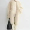 Two-way shearling coat cream/caramel