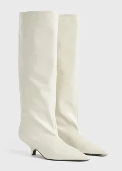 Wedge-heel Naplack boots bleached sand