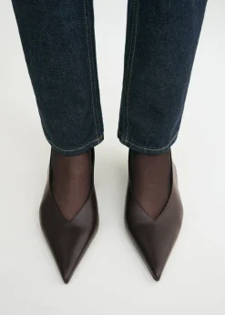 Wedge-heel Nappa slingbacks bark