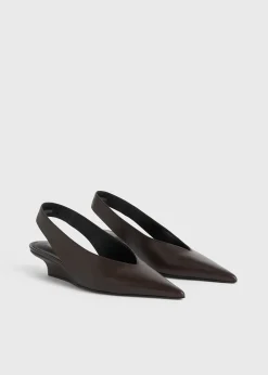 Wedge-heel Nappa slingbacks bark