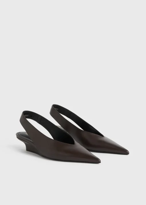 Wedge-heel Nappa slingbacks bark
