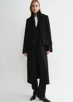 Wide classic wool scarf black