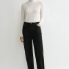 Wide tapered leg denim faded black