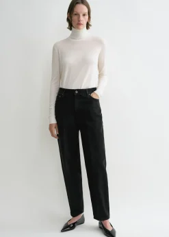 Wide tapered leg denim faded black