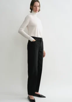 Wide tapered leg denim faded black
