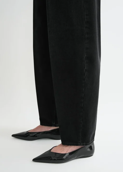 Wide tapered leg denim faded black