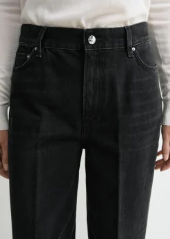 Wide tapered leg denim faded black