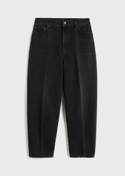 Wide tapered leg denim faded black