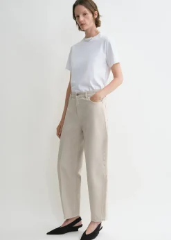 Wide tapered leg denim smoke grey