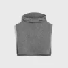 Wool cashmere hoodie bib grey melange