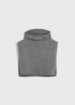 Wool cashmere hoodie bib grey melange