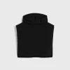 Wool cashmere hoodie bib black