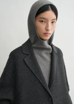 Wool cashmere hoodie bib grey melange