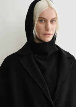 Wool cashmere hoodie bib black