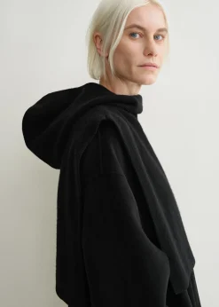 Wool cashmere hoodie bib black