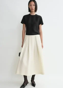 Wool silk twinflower skirt macadamia