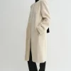 Zipped teddy shearling coat cream
